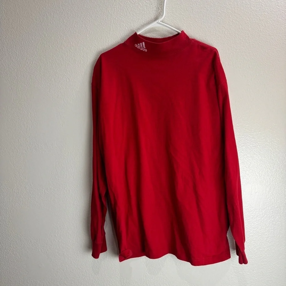 Adidas Vintage Long Sleeve Shirt Logo On Neck Size XL